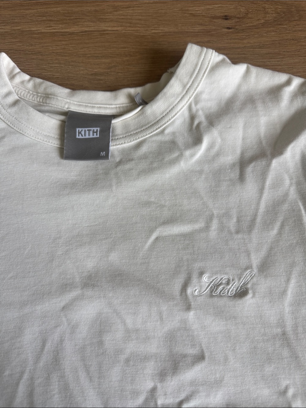 Kith Women’s Cream Embroidered Logo Short Sleeve Tee